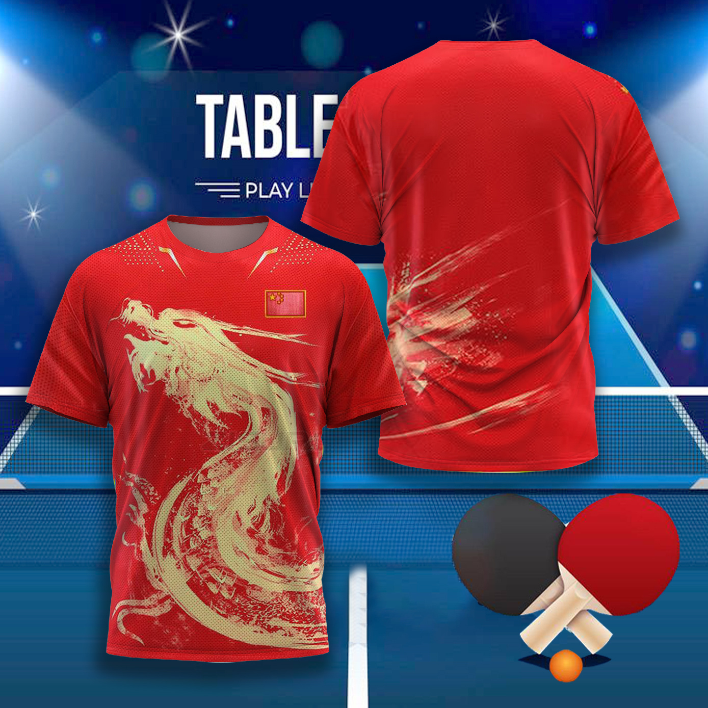 CHINA Dragon Table Tennis Grap - Table Tennis Jersey reseña y precio